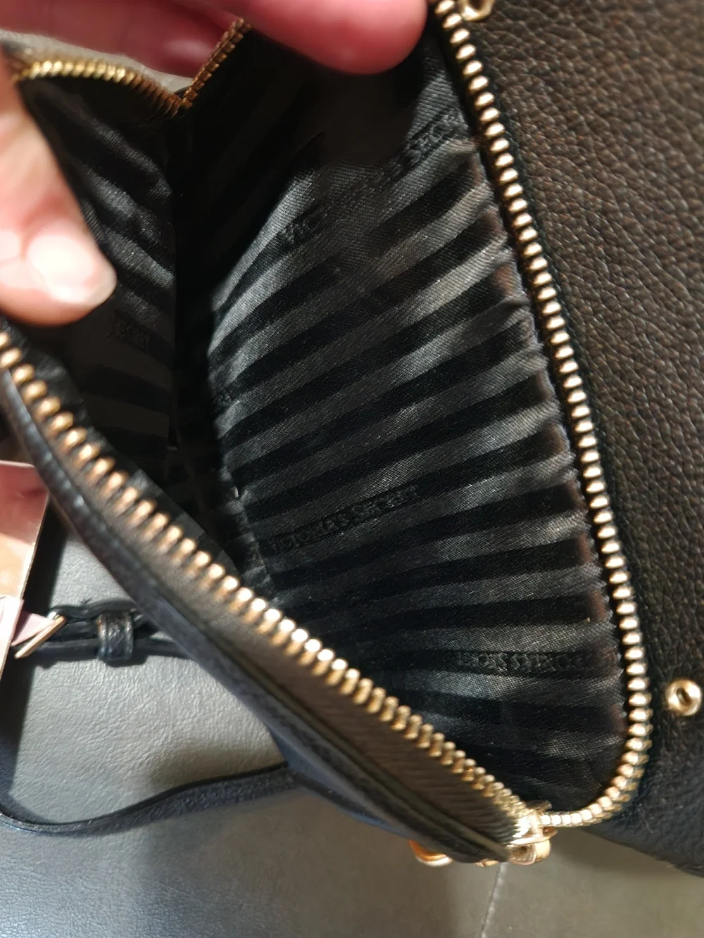 Victoria's Secret Black Mini Backpack with Gold Studs & Chain